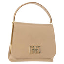 Salvatore Ferragamo Hand Bag Leather Beige Gold Auth BA7326-1