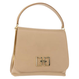 Salvatore Ferragamo Hand Bag Leather Beige Gold Auth BA7326