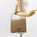 Salvatore Ferragamo Hand Bag Leather Beige Gold Auth BA7326-25