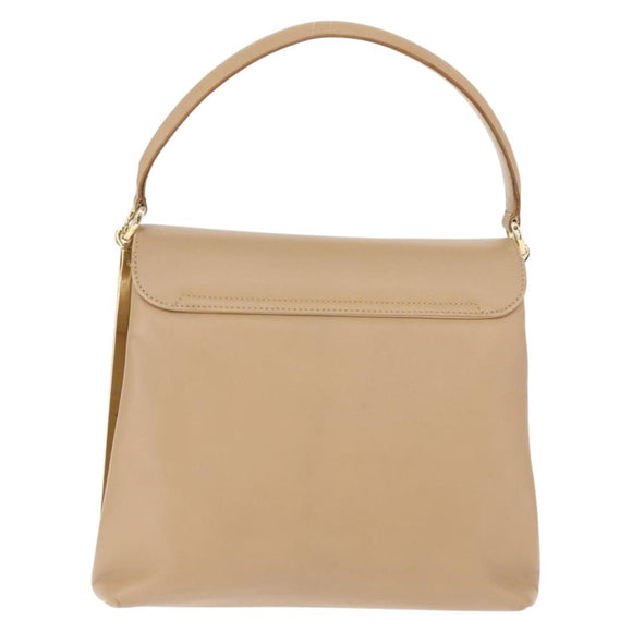 Salvatore Ferragamo Hand Bag Leather Beige Gold Auth BA7326