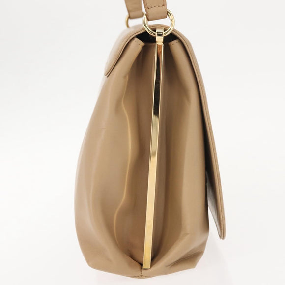 Salvatore Ferragamo Hand Bag Leather Beige Gold Auth BA7326