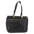 Salvatore Ferragamo Gancini Tote Bag Leather Black Gold Auth BA7327-1