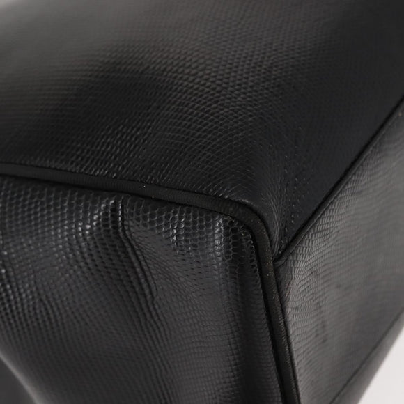 Salvatore Ferragamo Vala Embossing Tote Bag Leather Black Gold Auth BA7328