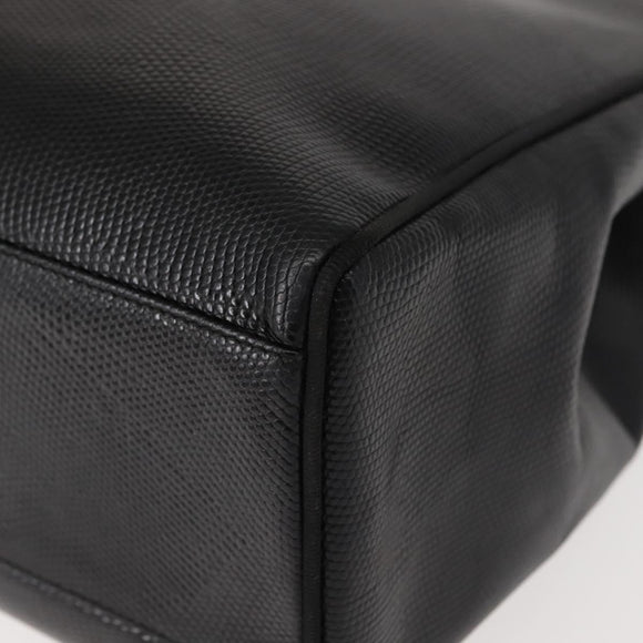 Salvatore Ferragamo Vala Embossing Tote Bag Leather Black Gold Auth BA7328