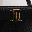 Salvatore Ferragamo Vala Embossing Tote Bag Leather Black Gold Auth BA7328-10