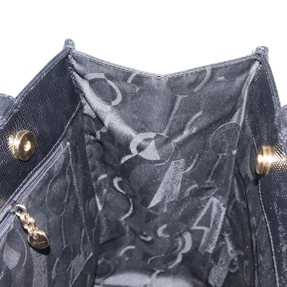 Salvatore Ferragamo Vala Embossing Tote Bag Leather Black Gold Auth BA7328