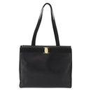 Salvatore Ferragamo Vala Embossing Tote Bag Leather Black Gold Auth BA7328-13
