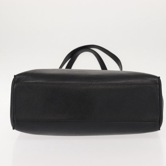 Salvatore Ferragamo Vala Embossing Tote Bag Leather Black Gold Auth BA7328