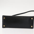 Salvatore Ferragamo Vala Hand Bag Leather 2way Black Gold Auth BA7329-5