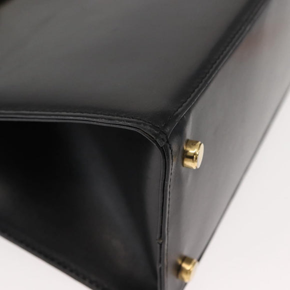 Salvatore Ferragamo Vala Hand Bag Leather 2way Black Gold Auth BA7329