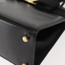 Salvatore Ferragamo Vala Hand Bag Leather 2way Black Gold Auth BA7329-16