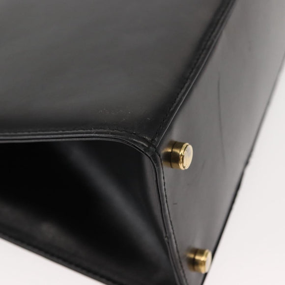 Salvatore Ferragamo Vala Hand Bag Leather 2way Black Gold Auth BA7329