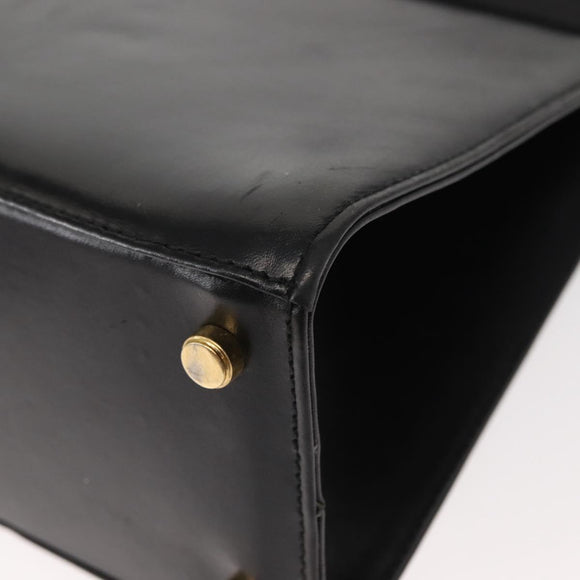 Salvatore Ferragamo Vala Hand Bag Leather 2way Black Gold Auth BA7329