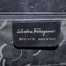 Salvatore Ferragamo Vala Hand Bag Leather 2way Black Gold Auth BA7329-12