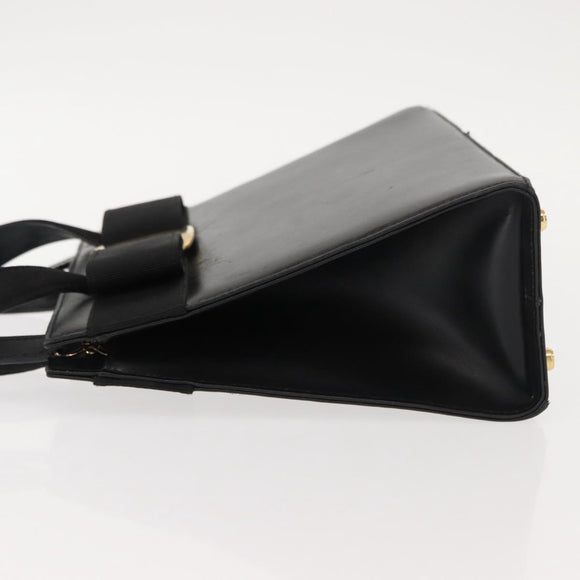 Salvatore Ferragamo Vala Hand Bag Leather 2way Black Gold Auth BA7329