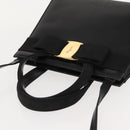 Salvatore Ferragamo Vala Hand Bag Leather 2way Black Gold Auth BA7329-6