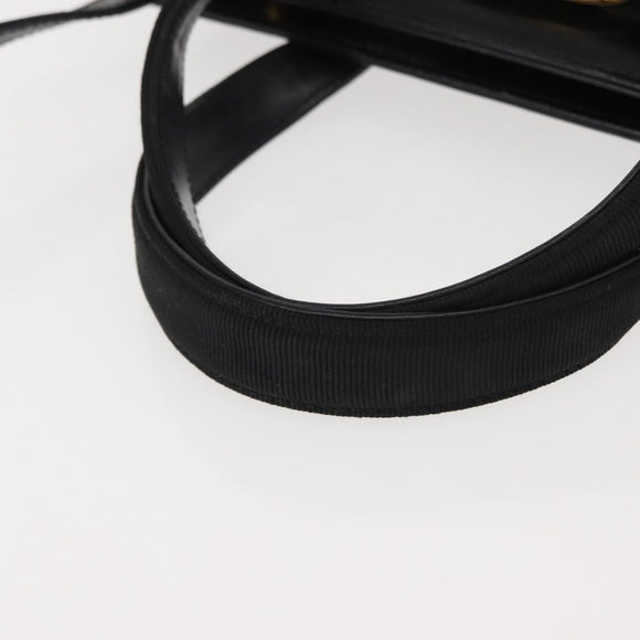 Salvatore Ferragamo Vala Hand Bag Leather 2way Black Gold Auth BA7329