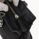 Salvatore Ferragamo Vala Hand Bag Canvas Black Silver Auth BA7330-10