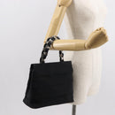 Salvatore Ferragamo Vala Hand Bag Canvas Black Silver Auth BA7330-22