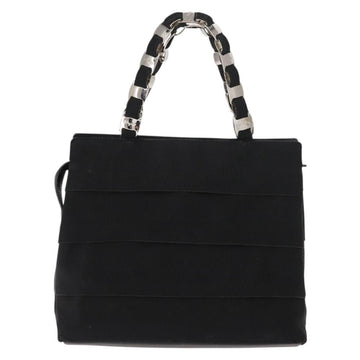 Salvatore Ferragamo Vala Hand Bag Canvas Black Silver Auth BA7330 - 0