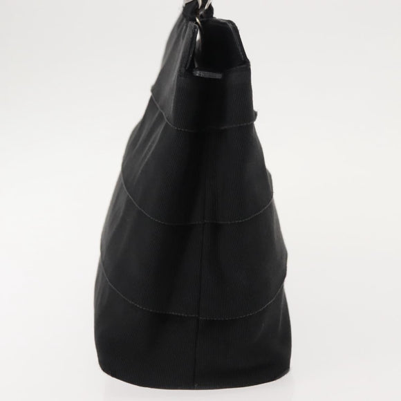 Salvatore Ferragamo Vala Hand Bag Canvas Black Silver Auth BA7330