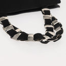 Salvatore Ferragamo Vala Hand Bag Canvas Black Silver Auth BA7330-7