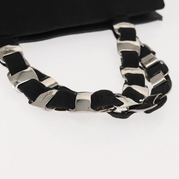 Salvatore Ferragamo Vala Hand Bag Canvas Black Silver Auth BA7330