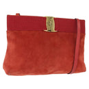 Salvatore Ferragamo Vala Shoulder Bag Suede Red Gold Auth BA7331-1
