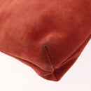 Salvatore Ferragamo Vala Shoulder Bag Suede Red Gold Auth BA7331-10