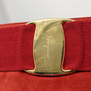 Salvatore Ferragamo Vala Shoulder Bag Suede Red Gold Auth BA7331-12