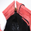 Salvatore Ferragamo Vala Shoulder Bag Suede Red Gold Auth BA7331-15