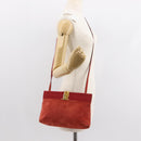 Salvatore Ferragamo Vala Shoulder Bag Suede Red Gold Auth BA7331-18