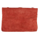 Salvatore Ferragamo Vala Shoulder Bag Suede Red Gold Auth BA7331-3