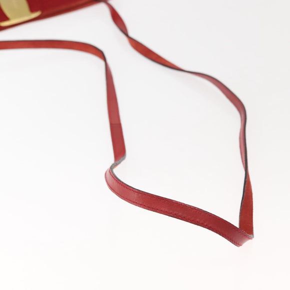 Salvatore Ferragamo Vala Shoulder Bag Suede Red Gold Auth BA7331