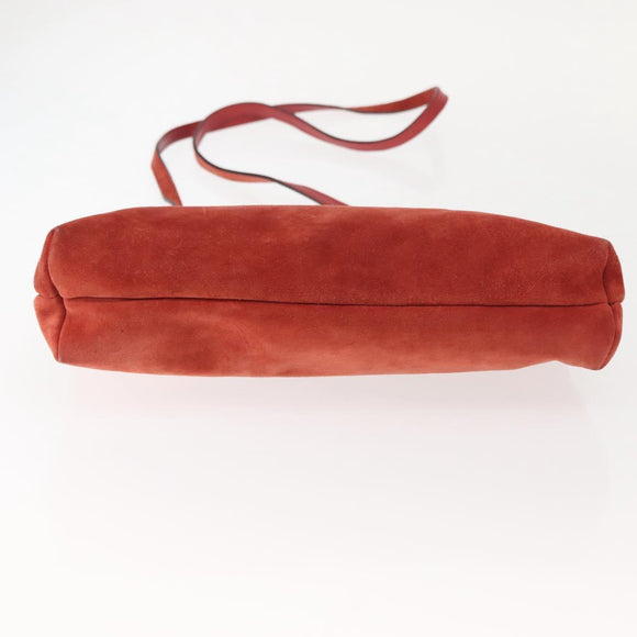 Salvatore Ferragamo Vala Shoulder Bag Suede Red Gold Auth BA7331