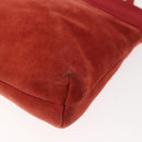 Salvatore Ferragamo Vala Shoulder Bag Suede Red Gold Auth BA7331-9