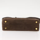 Salvatore Ferragamo Chain Hand Bag Suede Brown Gold Auth BA7332-5