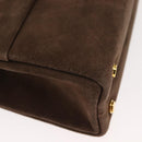 Salvatore Ferragamo Chain Hand Bag Suede Brown Gold Auth BA7332-15