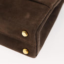 Salvatore Ferragamo Chain Hand Bag Suede Brown Gold Auth BA7332-16