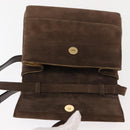 Salvatore Ferragamo Chain Hand Bag Suede Brown Gold Auth BA7332-10