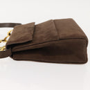Salvatore Ferragamo Chain Hand Bag Suede Brown Gold Auth BA7332-4