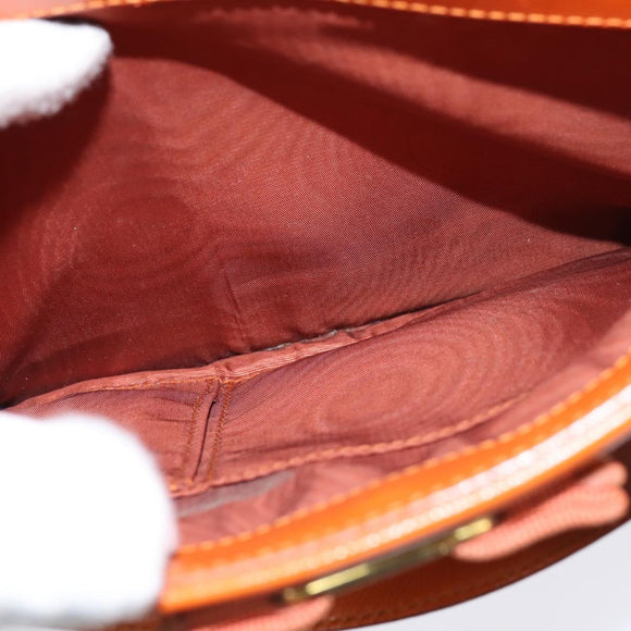 Salvatore Ferragamo Vala Tote Bag Leather 2way Orange Gold Auth BA7333