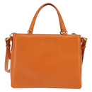 Salvatore Ferragamo Vala Tote Bag Leather 2way Orange Gold Auth BA7333-2