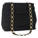 Salvatore Ferragamo Chain Vala Tote Bag Canvas Navy Gold Auth BA7334-1