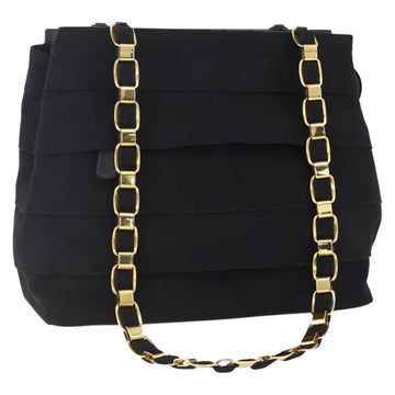 Salvatore Ferragamo Chain Vala Tote Bag Canvas Navy Gold Auth BA7334