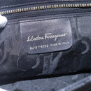 Salvatore Ferragamo Chain Vala Tote Bag Canvas Navy Gold Auth BA7334-12
