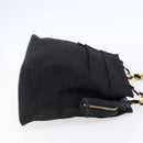 Salvatore Ferragamo Chain Vala Tote Bag Canvas Navy Gold Auth BA7334-4