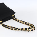 Salvatore Ferragamo Chain Vala Tote Bag Canvas Navy Gold Auth BA7334-7