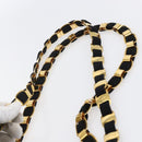 Salvatore Ferragamo Chain Vala Tote Bag Canvas Navy Gold Auth BA7334-8