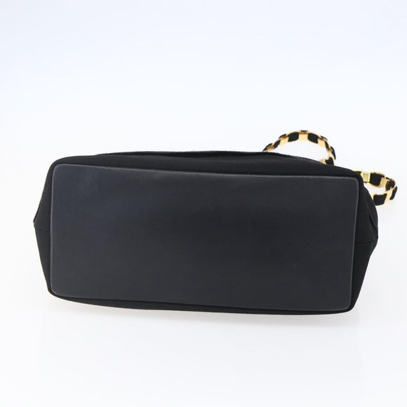 Salvatore Ferragamo Chain Vala Tote Bag Canvas Navy Gold Auth BA7334